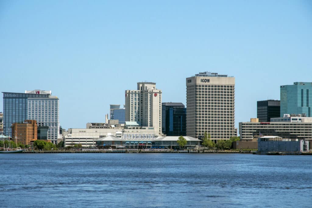 Norfolk's harbor with cruise port facilities, Virginia