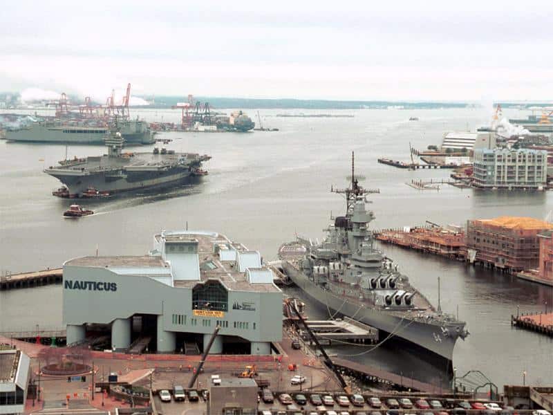 USS Wisconsin as museum ship docked at Nauticus, Norfolk, Virginia